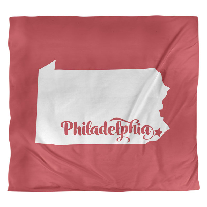 Housse de couette réversible simple Philadelphia Pennsylvania, Microfibre, Housse de couette pour très grand lit, Rouge