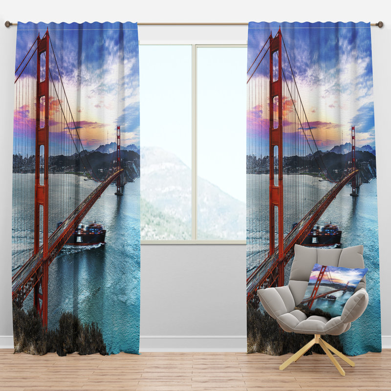 Golden Gate à San Francisco - Rideau côtier - Velours obscurcissant - 1 panneau, l 52 po x L 90 po