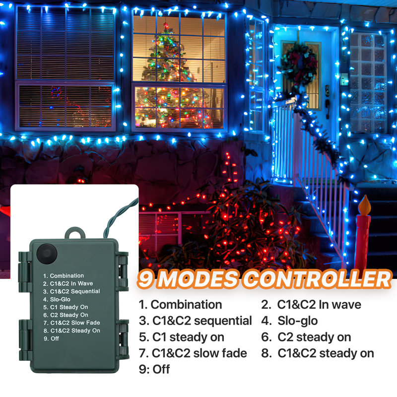 Jassmin 17.3Ft LED Christmas Fairy Lights, Holiday Decorations String Lights with 8 Mode, 50 Bulbs, White/Muticolor