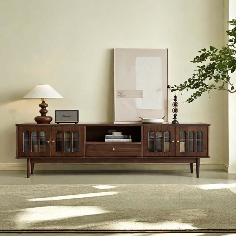 Solid Wood TV Stand Retro Style, 82.67" W