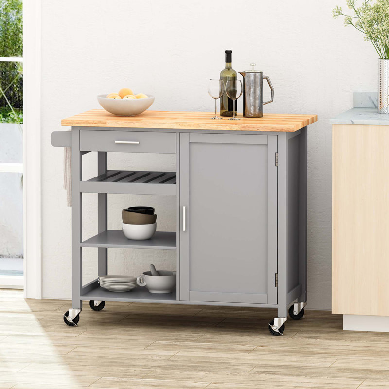Wood Kitchen Cart, Gray