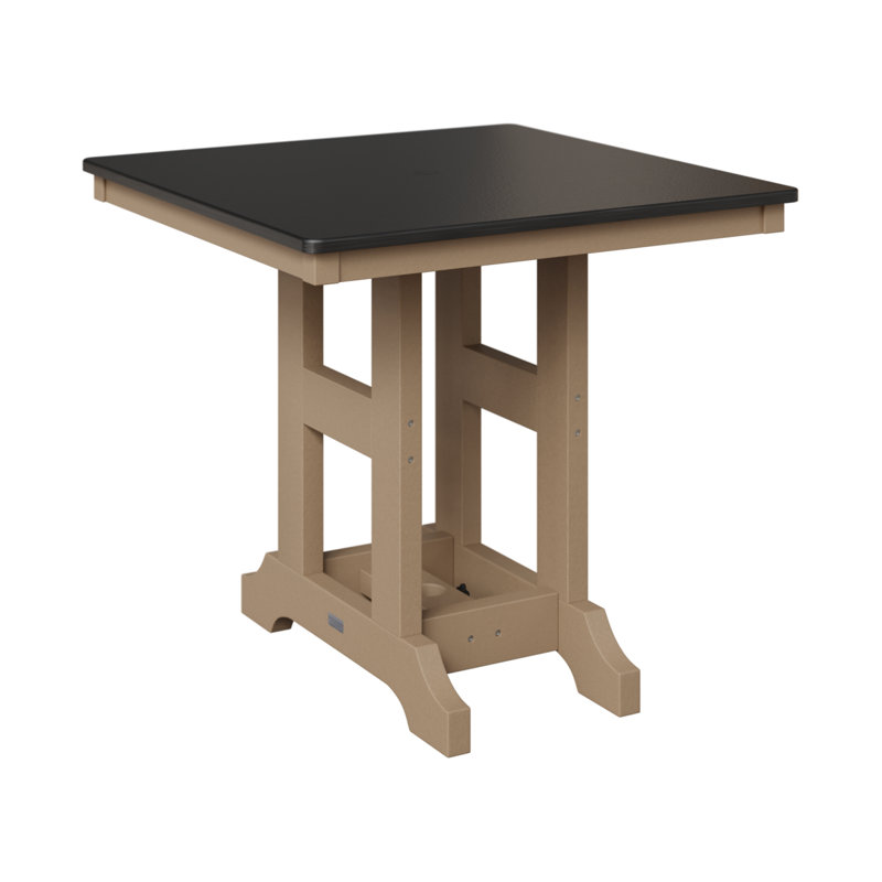 Table de salle à manger d'extérieur carrée Garden Classic, Noir martelé, Bois vieilli, H 30,87 po x l 33 po x P 33 po