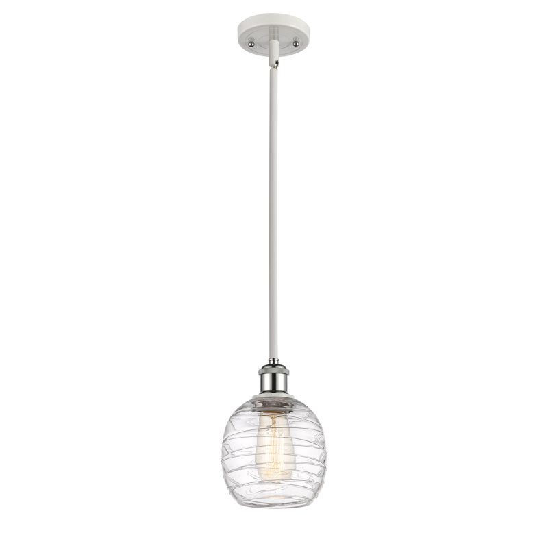 Luminaire suspendu simple à 1 lumière Amila, Blanc / chrome poli