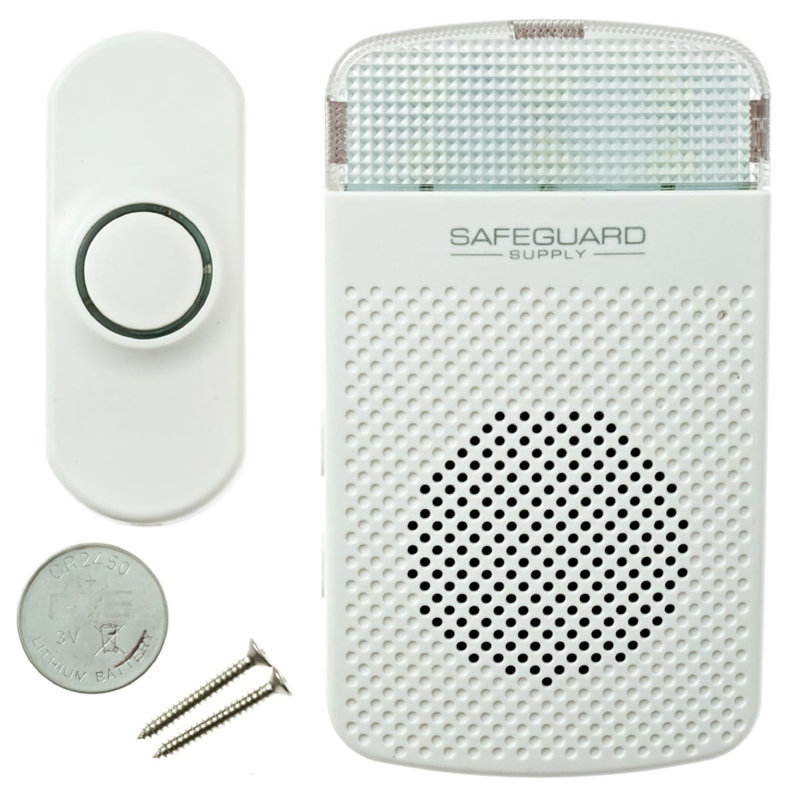Trousse de sonnette sans fil avec lumière stroboscopique et signal sonore, portée de 1 220 m (4 000 pi), A58A2530612548D5AD60AB031DCE9618 par Safeguard Supply