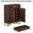 31.5 Inches Walnut & Gold Wooden Shoe Storage Cabinet With Doors