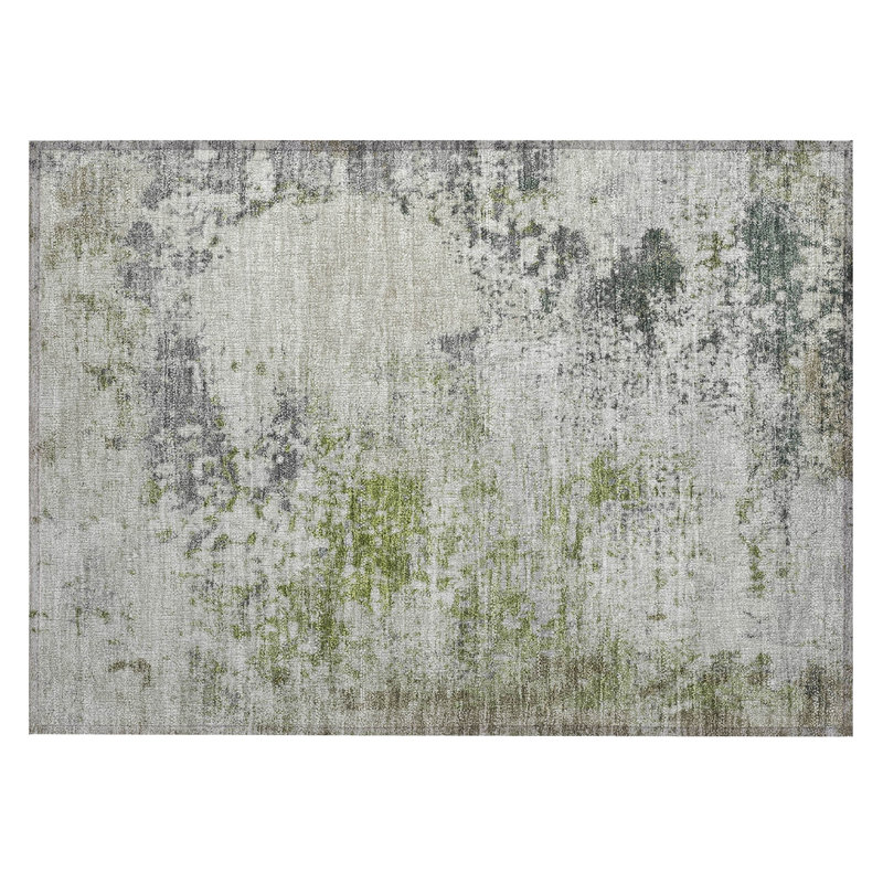 Machine Washable Indoor/Outdoor Xhevrie Linen Rug, Rectangle 1'8" x 2'6"