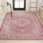 Aaleayah Medallion Textured Weave Fuchsia/Light Gray Indoor/Outdoor Rug-1990658979