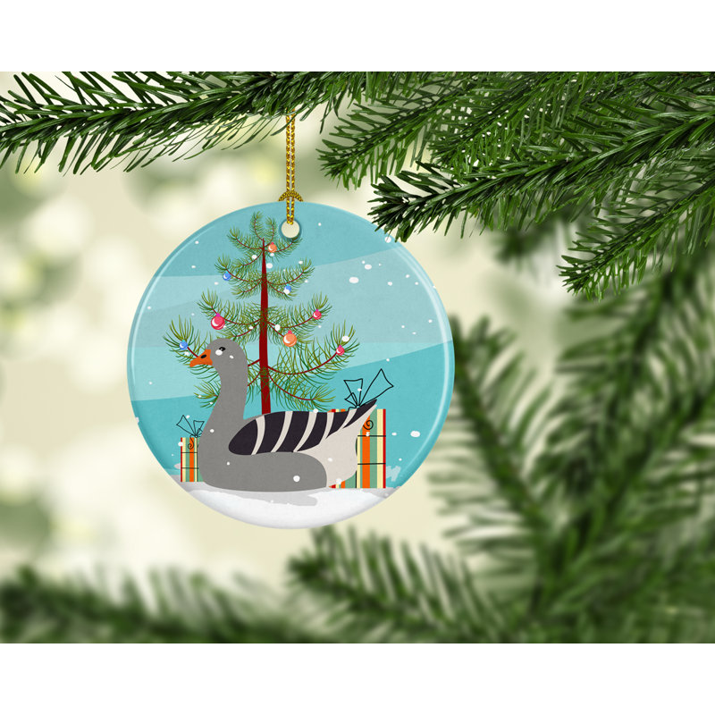 Ornement en céramique d’oie de noël pilgrim
