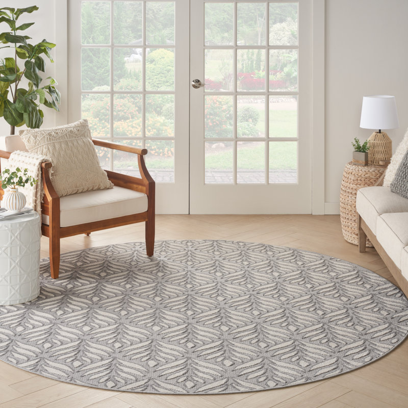 Analiegh Nature Grey Indoor/Outdoor Area Rug, Round 7'10"