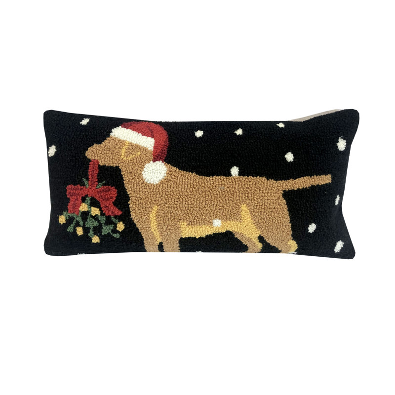 Lab Santa Black Pillow