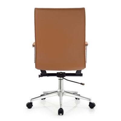 Set of 2 Modern High Back Office Desk Chair | Upholstered Ribbed PU Leather with Metal Frame | Computer Armchair for Home, Executive, Conference, Meet by Hokku Designs