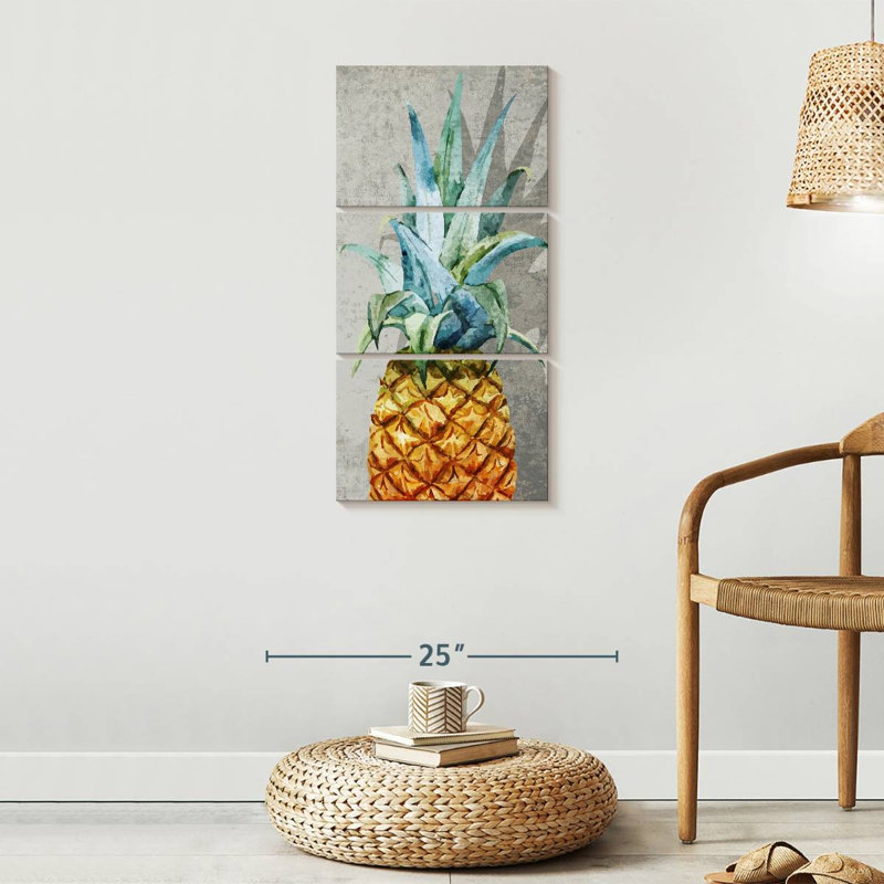 Ensemble d'ananas sur toile 3 pièces, H 32 po x l 15 po x P 1,25 po