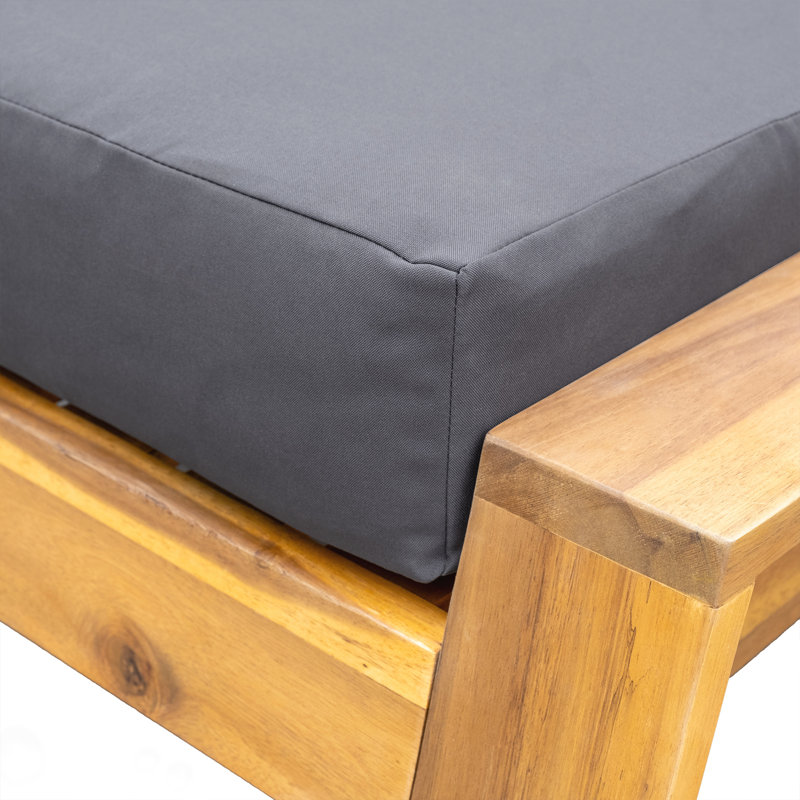 Chaise longue avec repose-pieds en bois d'acacia, Gris