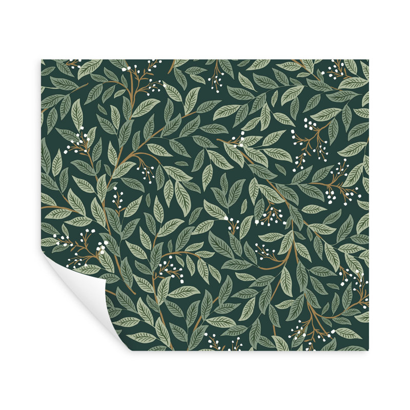 Willowberry 20' L x 20.5" W Peel and Stick Wallpaper Roll, Emerald