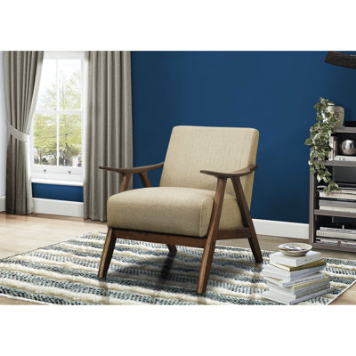 Chaise d'appoint avec housse brune et finition noyer Structure: siège rembourré en mousse