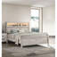 Très grand lit avec tablettes de tête de lit et éclairage DEL - style contemporain blanc délavé