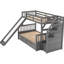 Lit superposé simple au-dessus d'un lit double gris - Possède une conception multifonctionnelle avec des tiroirs et une structure de glissade stable-1971312566