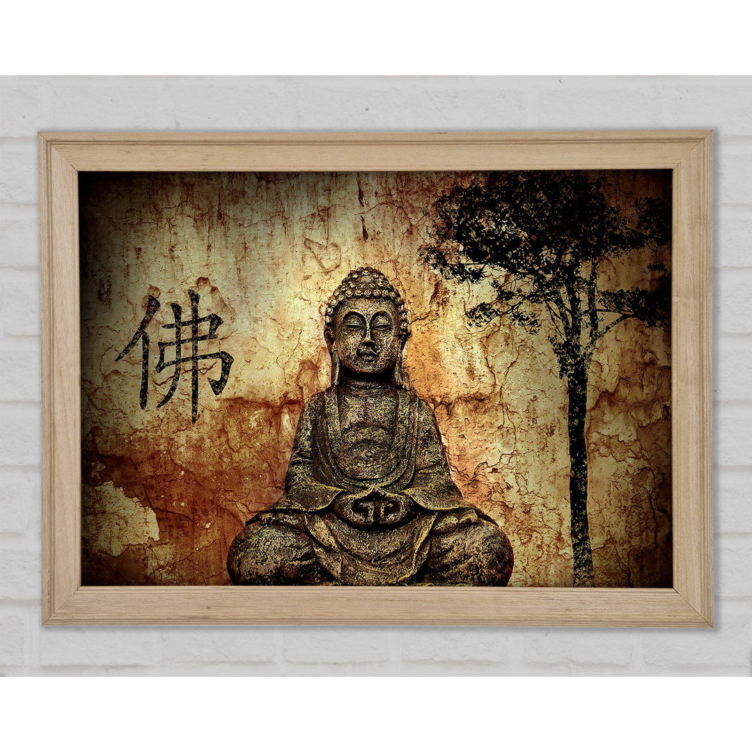 Buddha Retro Baum - Druck