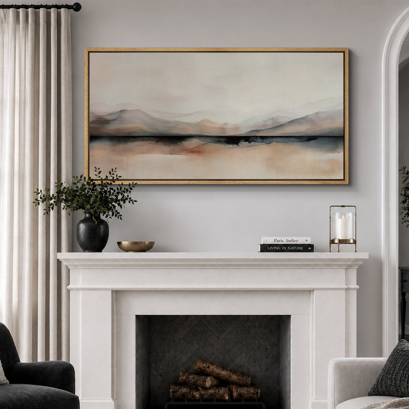 «Minimal Landscape Abstract Mountain Hues Minimalist Landscape», reproduction d'art sur toile, H 30 po x l 60 po, Natural
