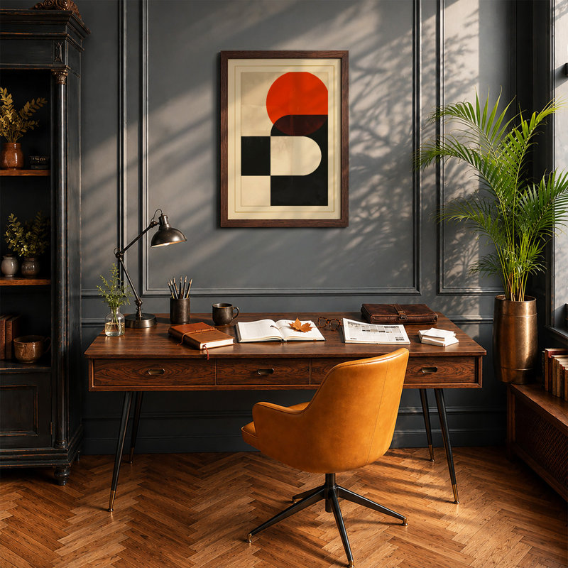 Modernist Geometry Geometric - Print, Walnut, A1 - 84.1 x 59.4 cm