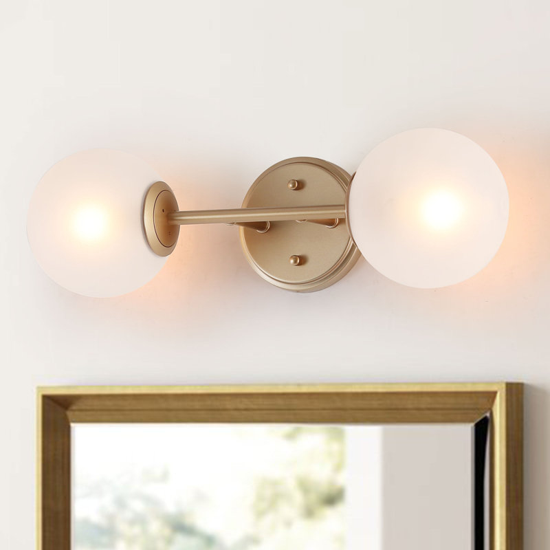 2-Light Bar Wall Sconce Bath Vanity Light Glass Ball 18 in Height
