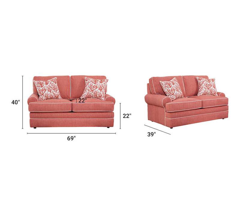 Longshore Tides Coral Springs Model 57B923CF18534B77B523951E0B61D9D1 Loveseat With Two Matching Pillows