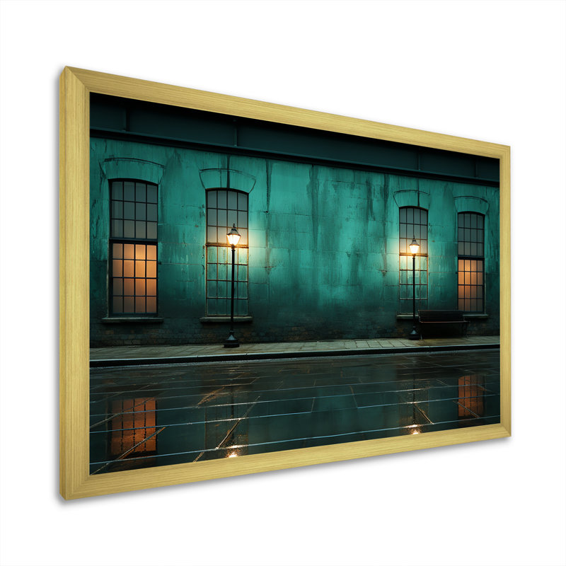 Turquoise Twilight Industrial II sur toile, H 34 po x l 44 po x P 1,5 po, Cadre doré simple