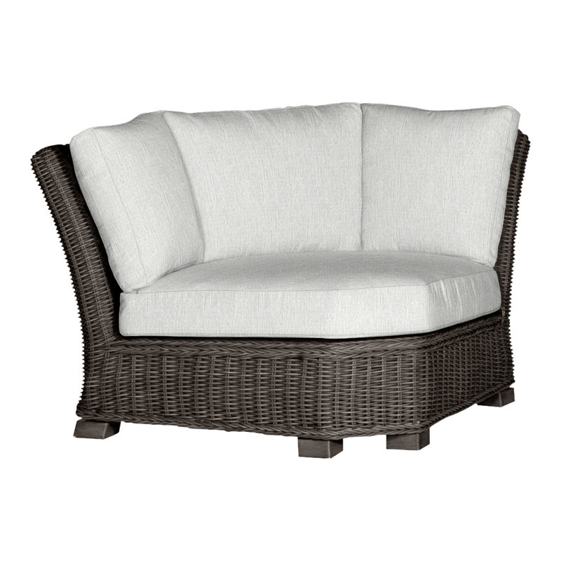 Rustic Woven Sectional Corner, No Welt, Black Walnut, Linen Navy