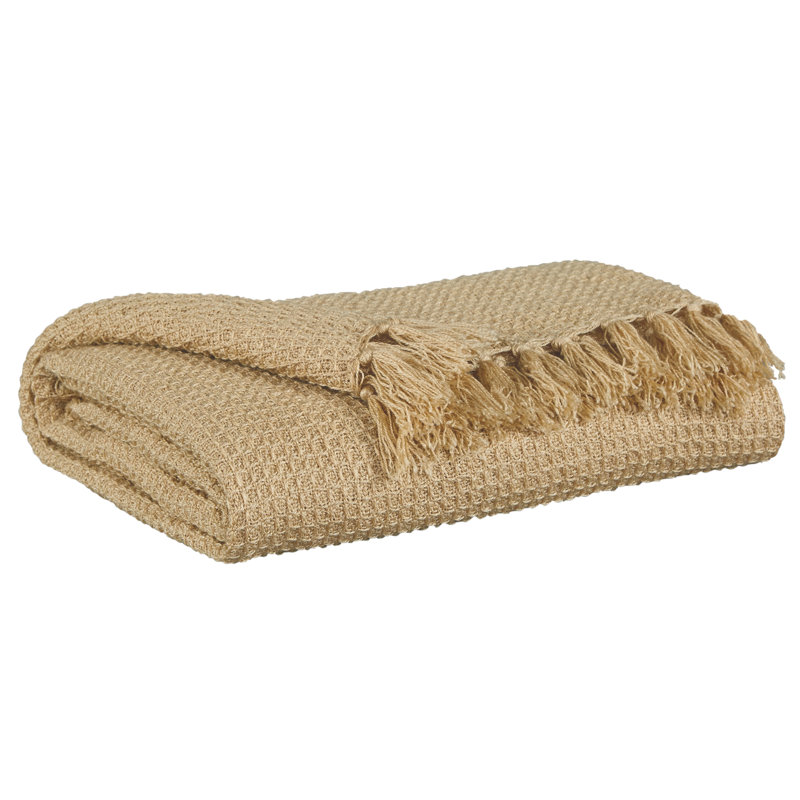 Wilber Hand Woven Throw Blanket, Almond