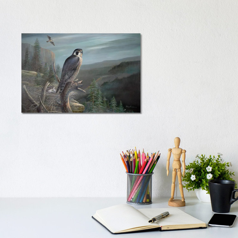 Falcon par Ruane Manning - reproduction d'art, H 8 po x l 12 po x P 0,75 po, Toile tendue, Aucun mat