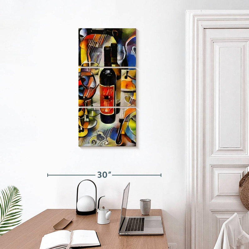 Nature morte de bouteille de vin, H 32 po x l 15 po