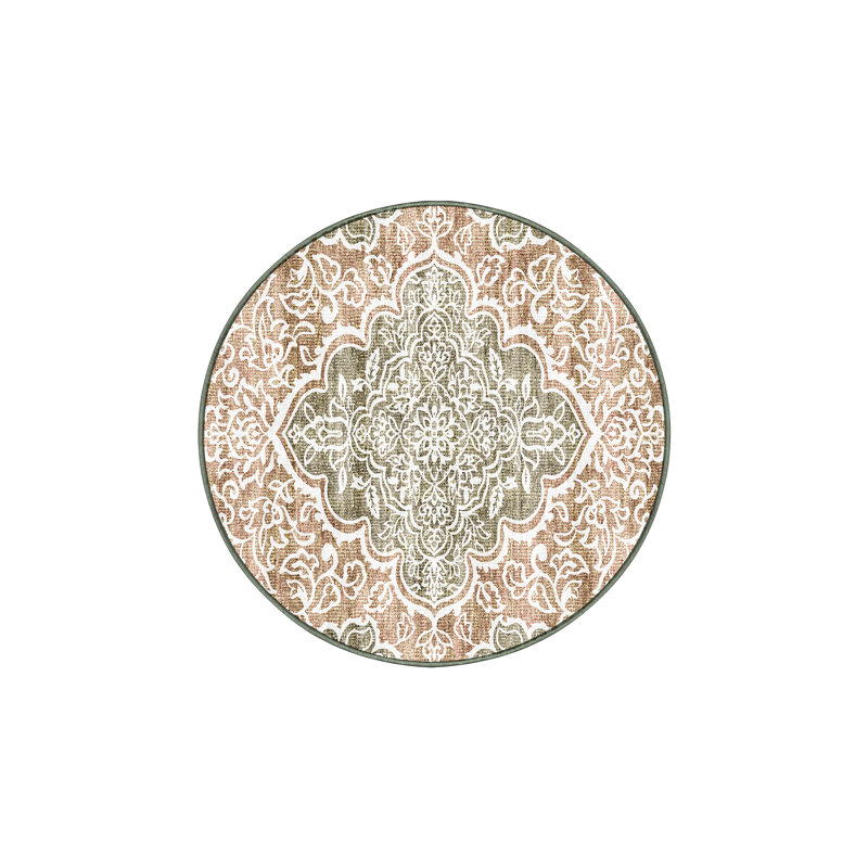 Firdevs Hand Loomed Washable Oriental Indoor Rug, Round 3'