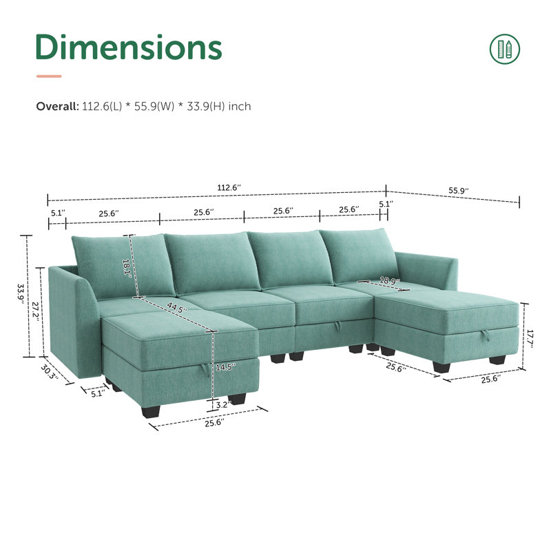 Canapé modulaire rembourré en U Tremee, Polyester bleu
