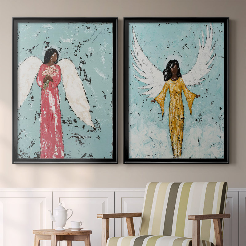 «Earthly Angel I», ensemble de 2 reproductions de cadres rectangulaires sur toile, H 36,5 po x l 53 po x P 1,25 po, Noir