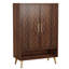 Armoire à chaussures 31,5 pouces en bois noyer et or avec portes