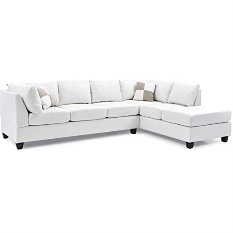 Canapé modulaire réversible Malone, Velours blanc