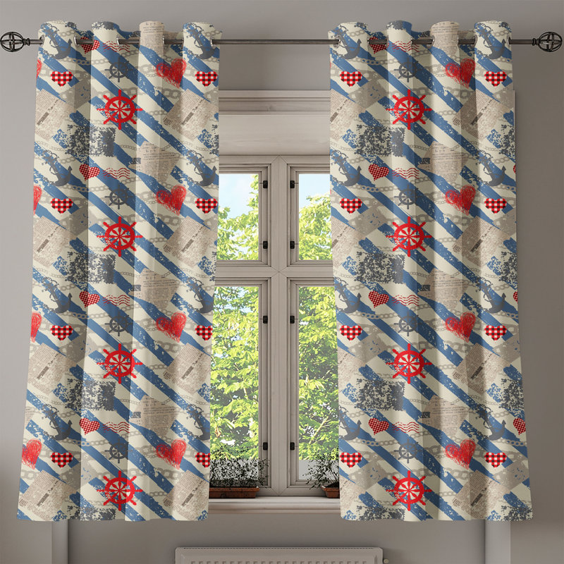 Rideaux à œillets décoratifs East Urban Home Nautical, L 50 po x L 63 po