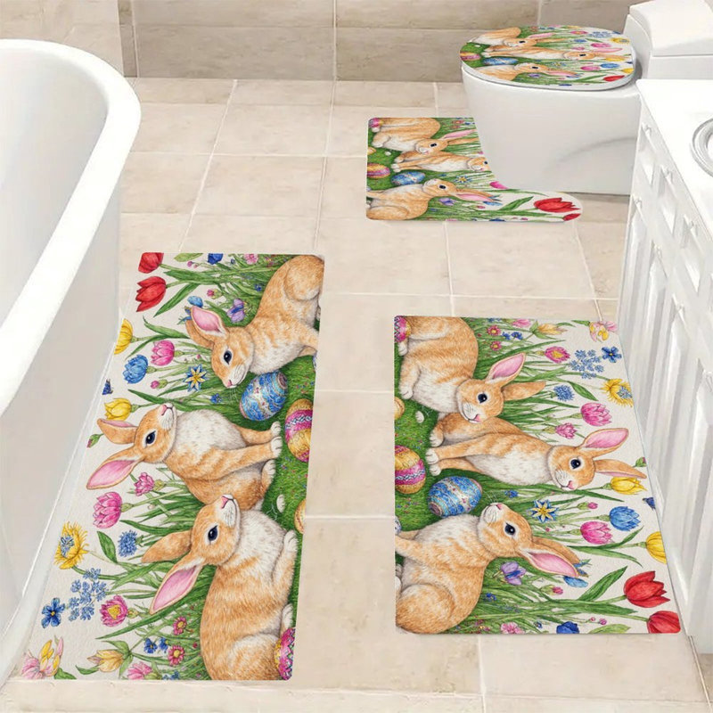 Ensemble de tapis pour salle de bain 4 pièces
