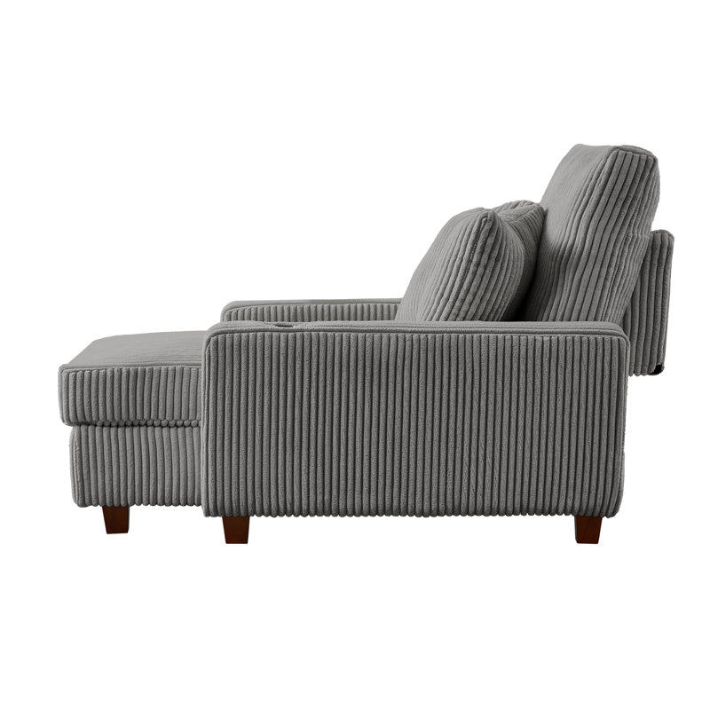Ermia Upholstered Chaise Lounge Chair convertable accent chair living room chair, Gray