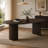 Dining Table, Oval Shape, Double Pedestal, Solid & Engineered Wood, Half-Moon Legs, Vertical Grooves, Natural Grain Finish, Fits Up To Six People-583047297