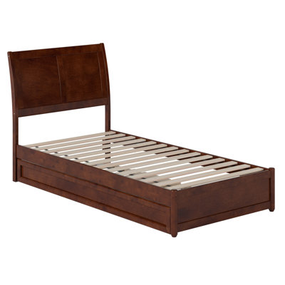 Lamayia Solid Wood Sleigh Platform Bed with Footboard & Roll Out Trundle