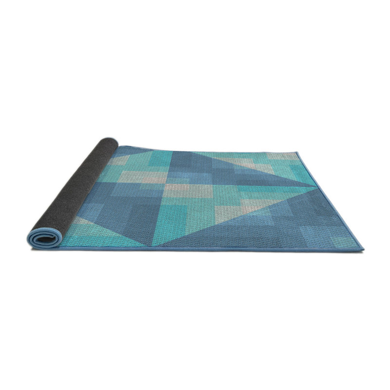 Tapis bleu ciel à motif, Rond 4 pi