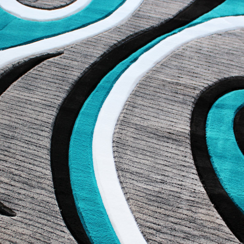 Skaghe Modern High-Low Sculpted Swirl Design Abstract Area Rug, Round 4'