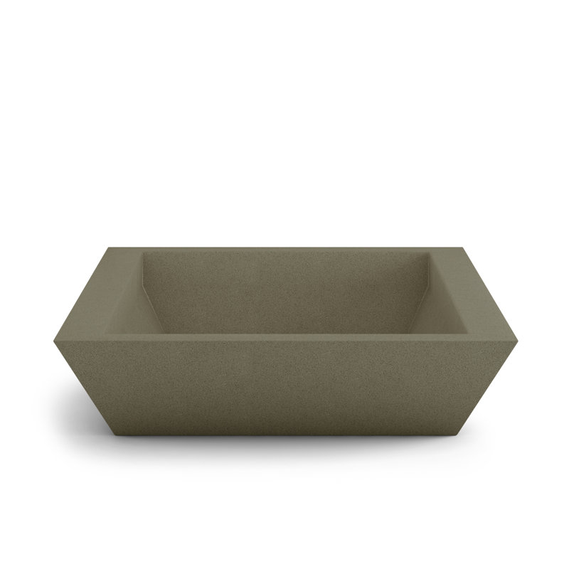 Newport Shallow Concrete Planter , French Gray, 6" H x 24" W x 24" D