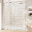 Privdr Ajustement de la largeur de la porte de douche pivotante avec cadre pivotant de 56 à 60 po x H 71 po sans découpe en verre trempé transparent de 1/4 po-104850281