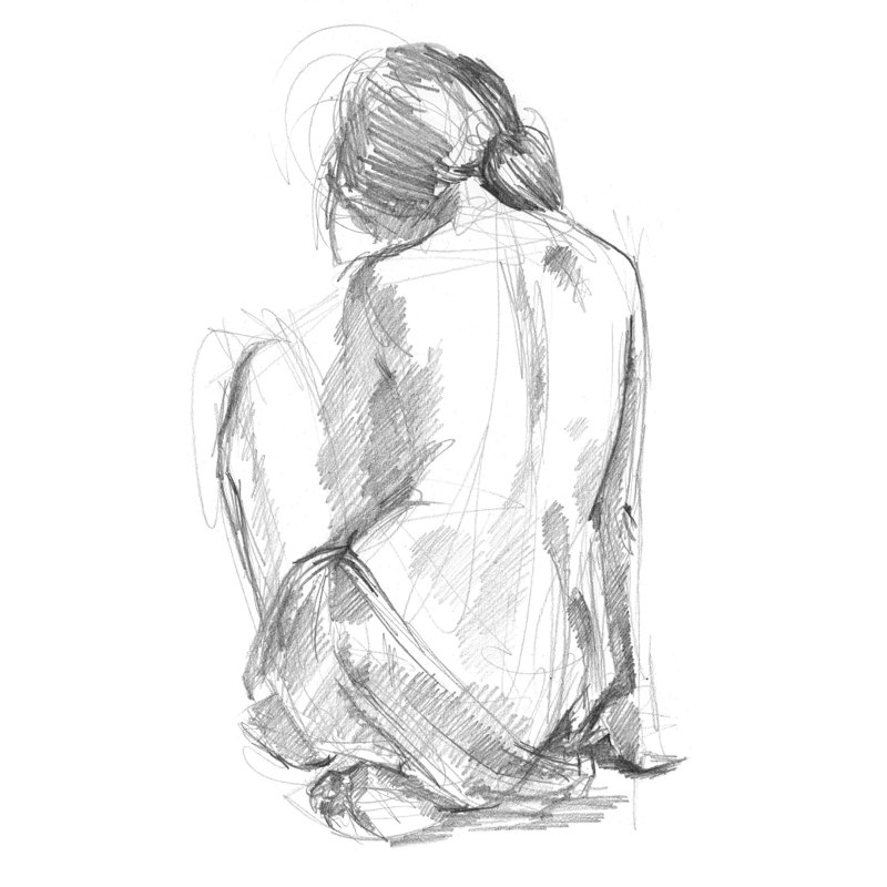 Pose assise I, H 30 po x l 20 po