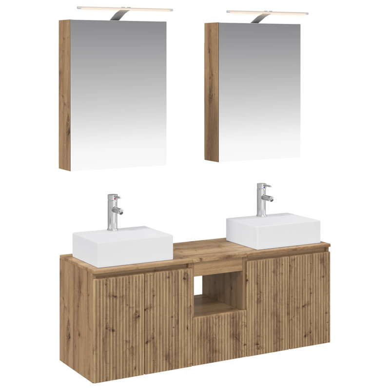 Vanity & Mirror Set, Artisan Oak