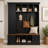 Farmhouse Hall Tree, Entryway Coat Rack with Shoe Storage Bench, 5 Hooks, Cabinet, Drawers, Cubbies-642495028