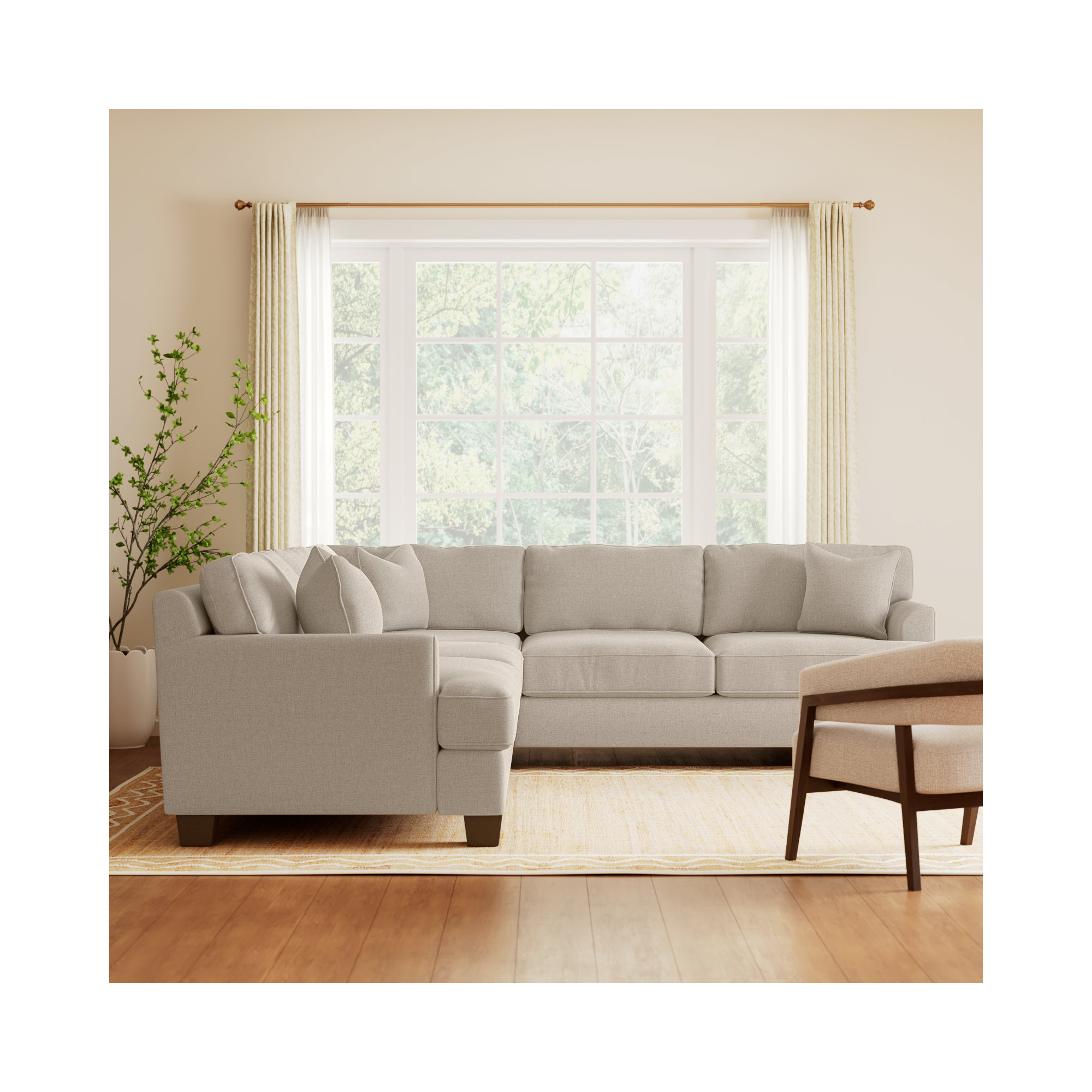 Conradina Upholstered L-Sectional, Conversation Ivory Basketweave, Left Hand Facing