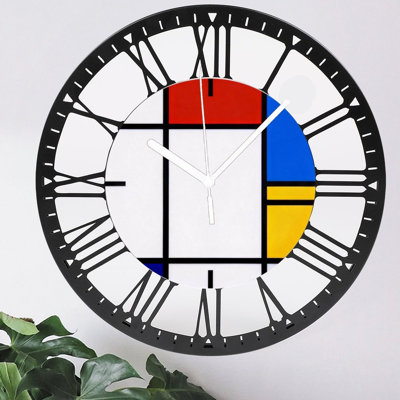 Horloge murale ronde en fer 10 po avec mouvement à quartz silencieux, chiffres romains, impression UV